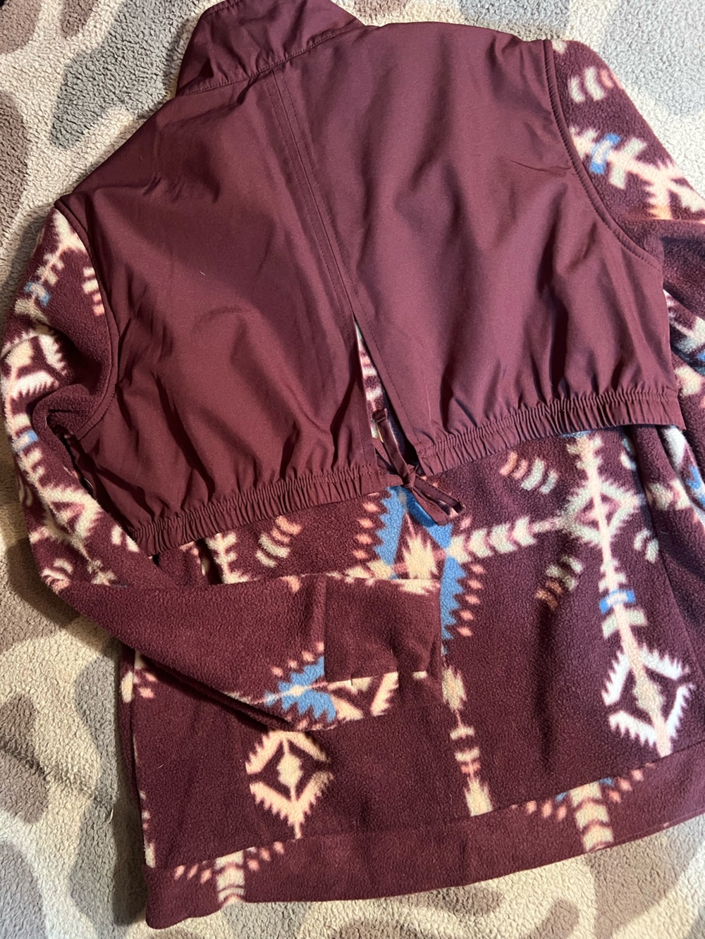 Hooey Maroon Aztec Fleece Jacket with Cream and Blue Accents - Picture 2 of 3